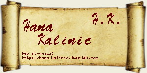 Hana Kalinić vizit kartica